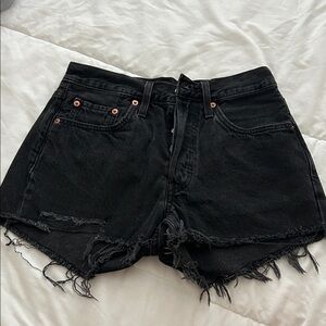 Levi's Black Frayed Jean Shorts